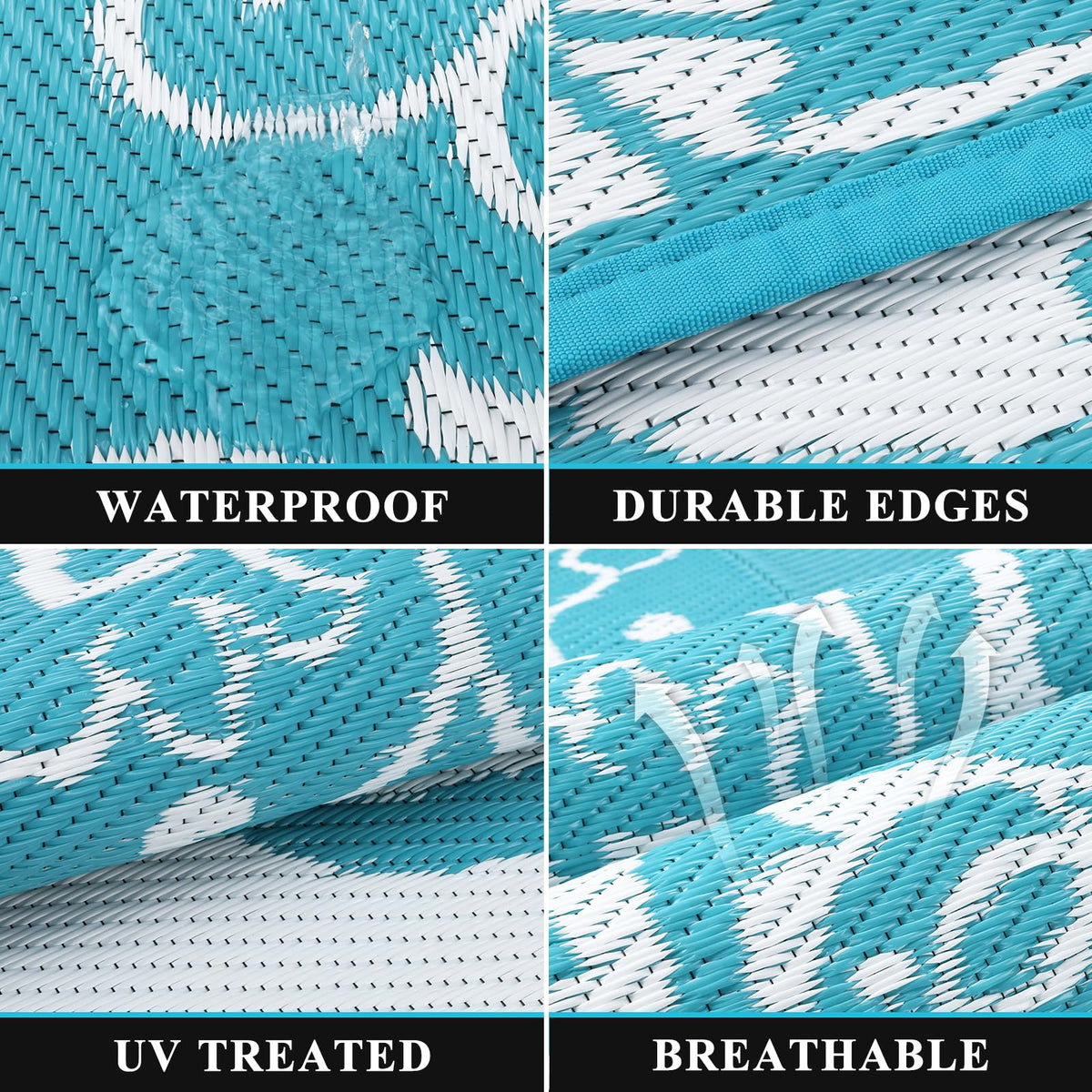Pauwer rug’s UV-coated colors stay vibrant under sun exposure.