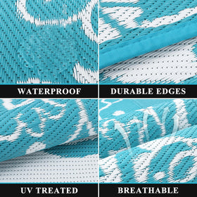 Pauwer rug’s UV-coated colors stay vibrant under sun exposure.