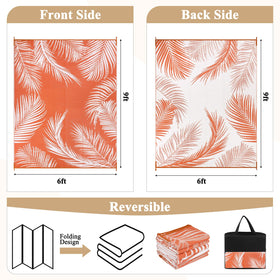 Pauwer reversible outdoor rug on balcony, two-sided leaf pattern refresh.