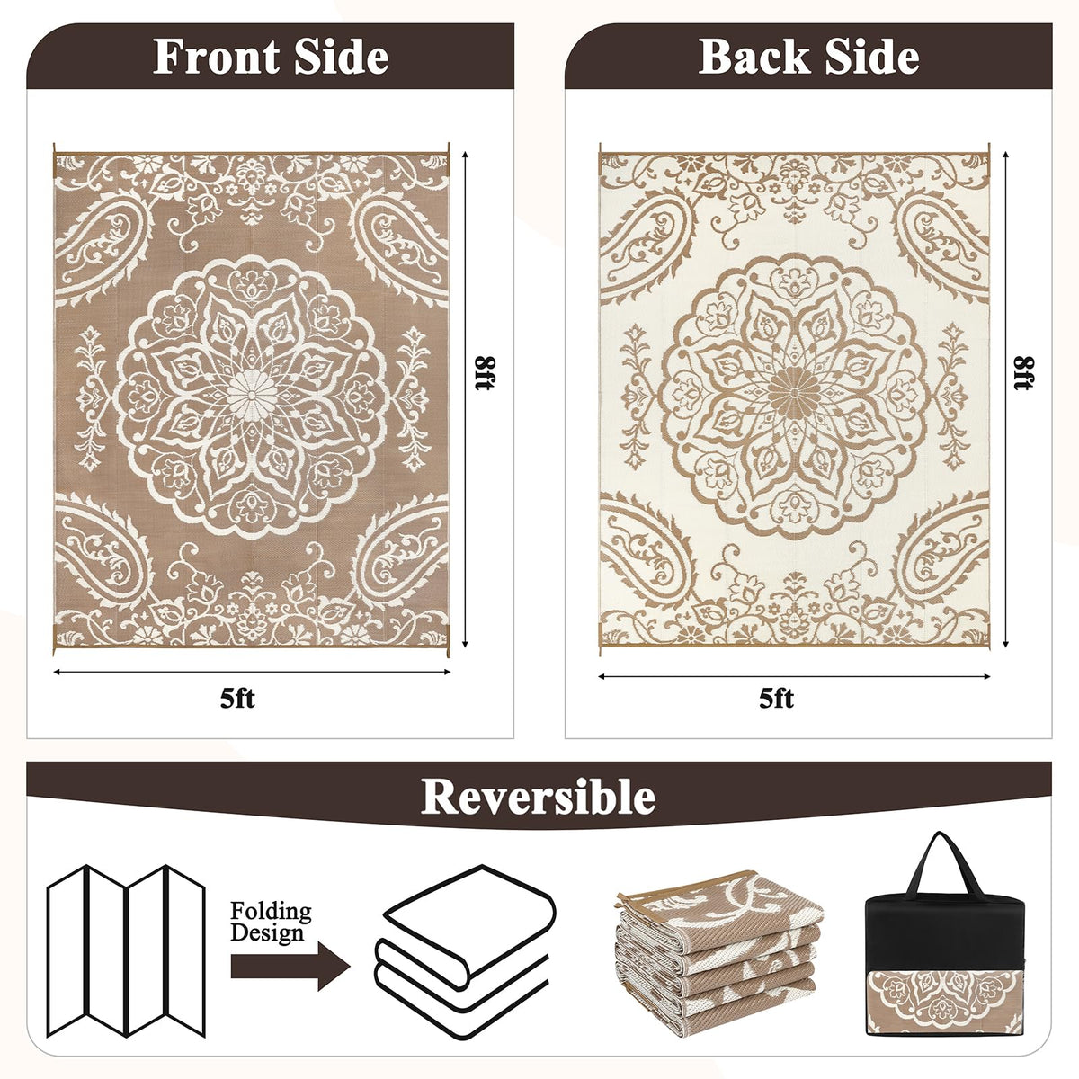 Pauwer reversible floral pattern on both sides ideal for quick patio refresh