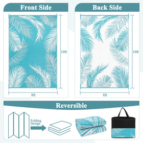 Pauwer reversible leaf teal rug showing two-sided design for quick refresh.
