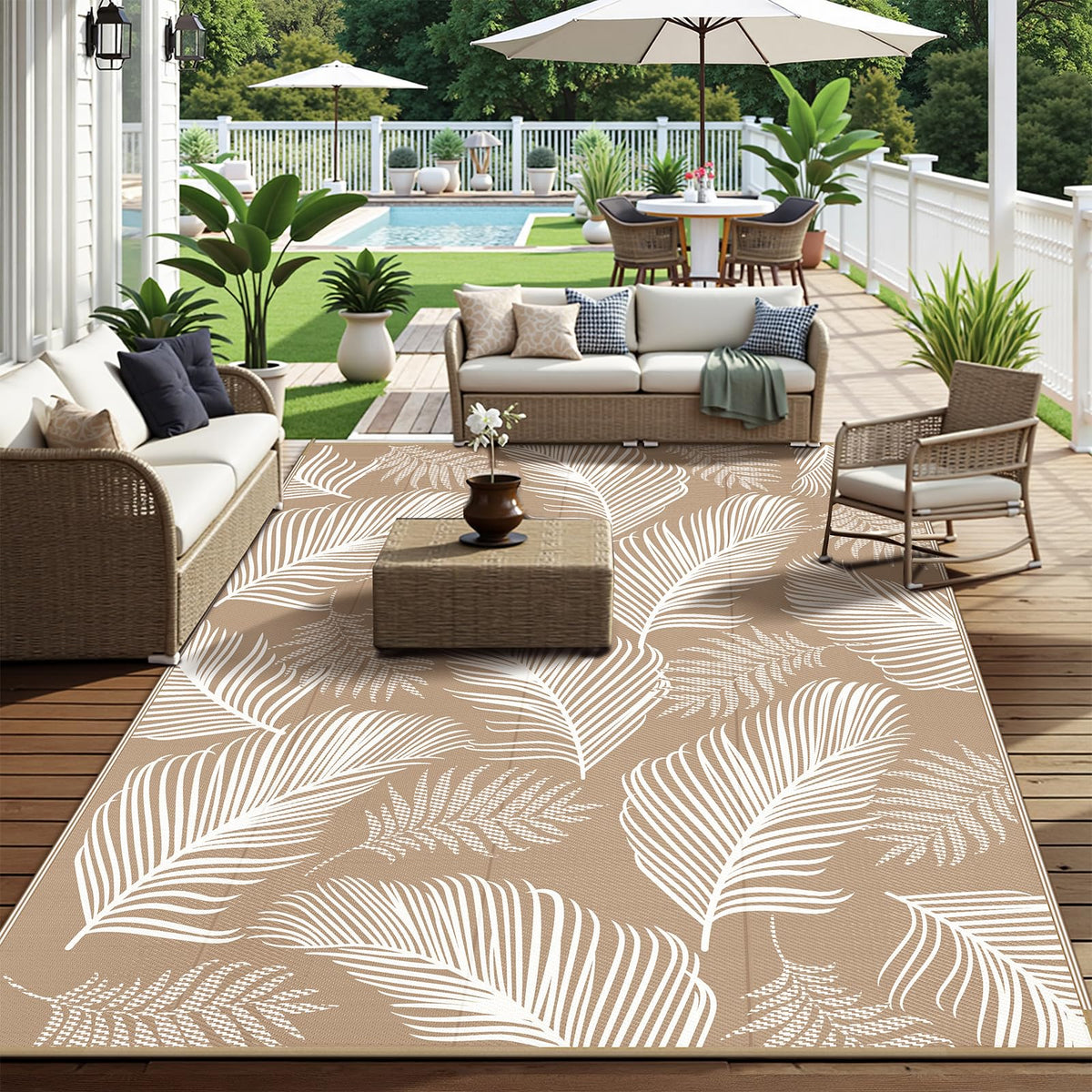 Pauwer patio rug feels soft and cozy underfoot for porch lounging.