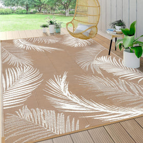 Pauwer waterproof outdoor rug leaf pattern top view for patio durability.