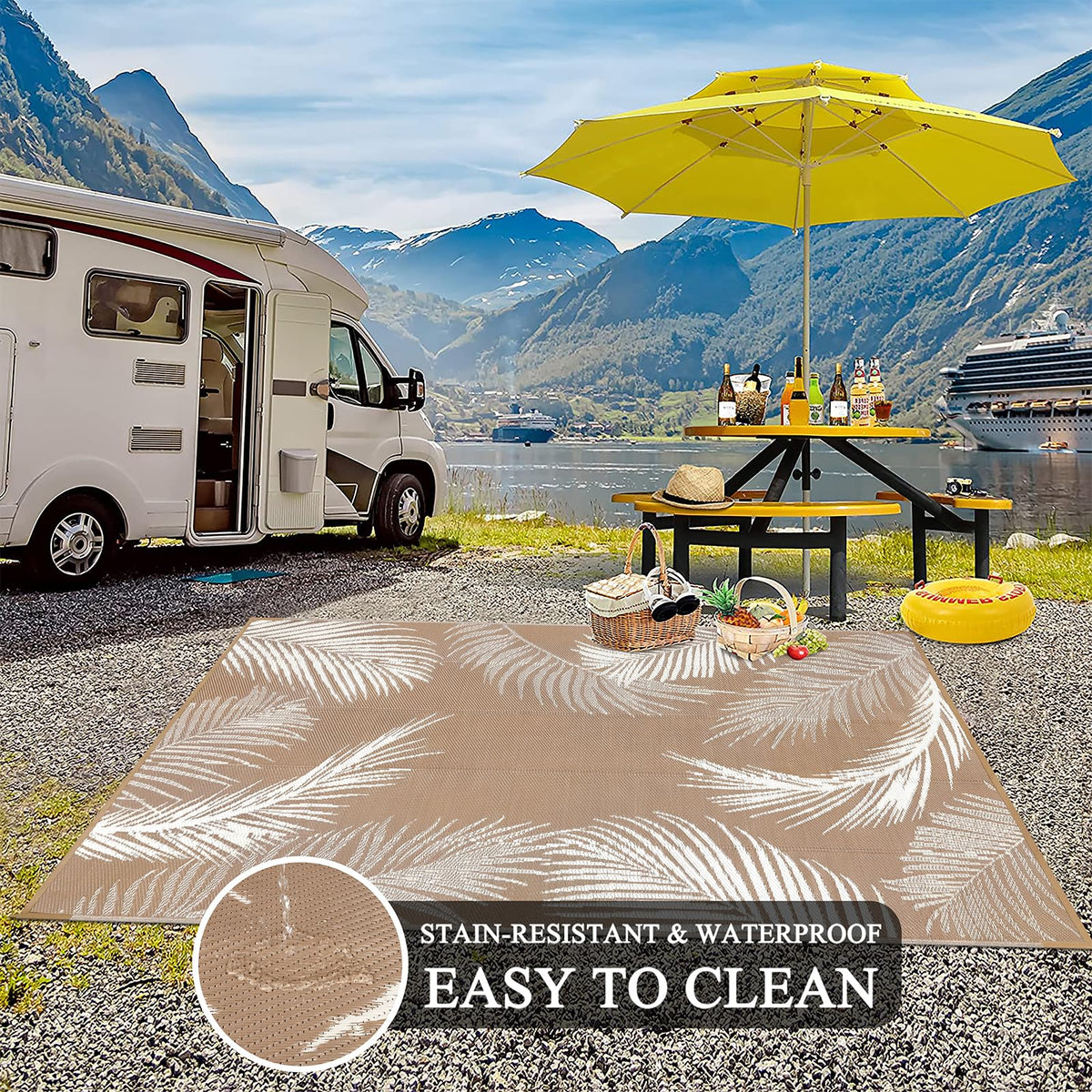 Pauwer polypropylene material closeup emphasizes waterproof, stain-resistant surface.