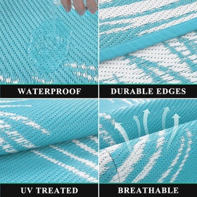 Pauwer waterproof polypropylene outdoor rug resists fading and cleans easily.