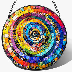 Pauyadu 8-inch rainbow spiral suncatcher casts colorful light for bright window decor.