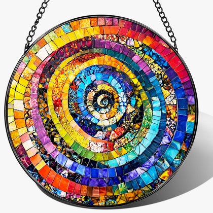 Pauyadu 8-inch rainbow spiral suncatcher casts colorful light for bright window decor.