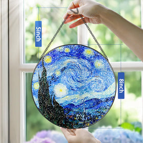 Pauyadu diamond glass suncatcher with metal frame for durable display