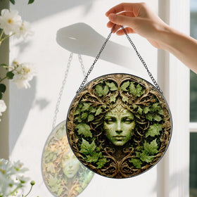 Pauyadu diamond glass suncatcher with metal frame for easy hanging.