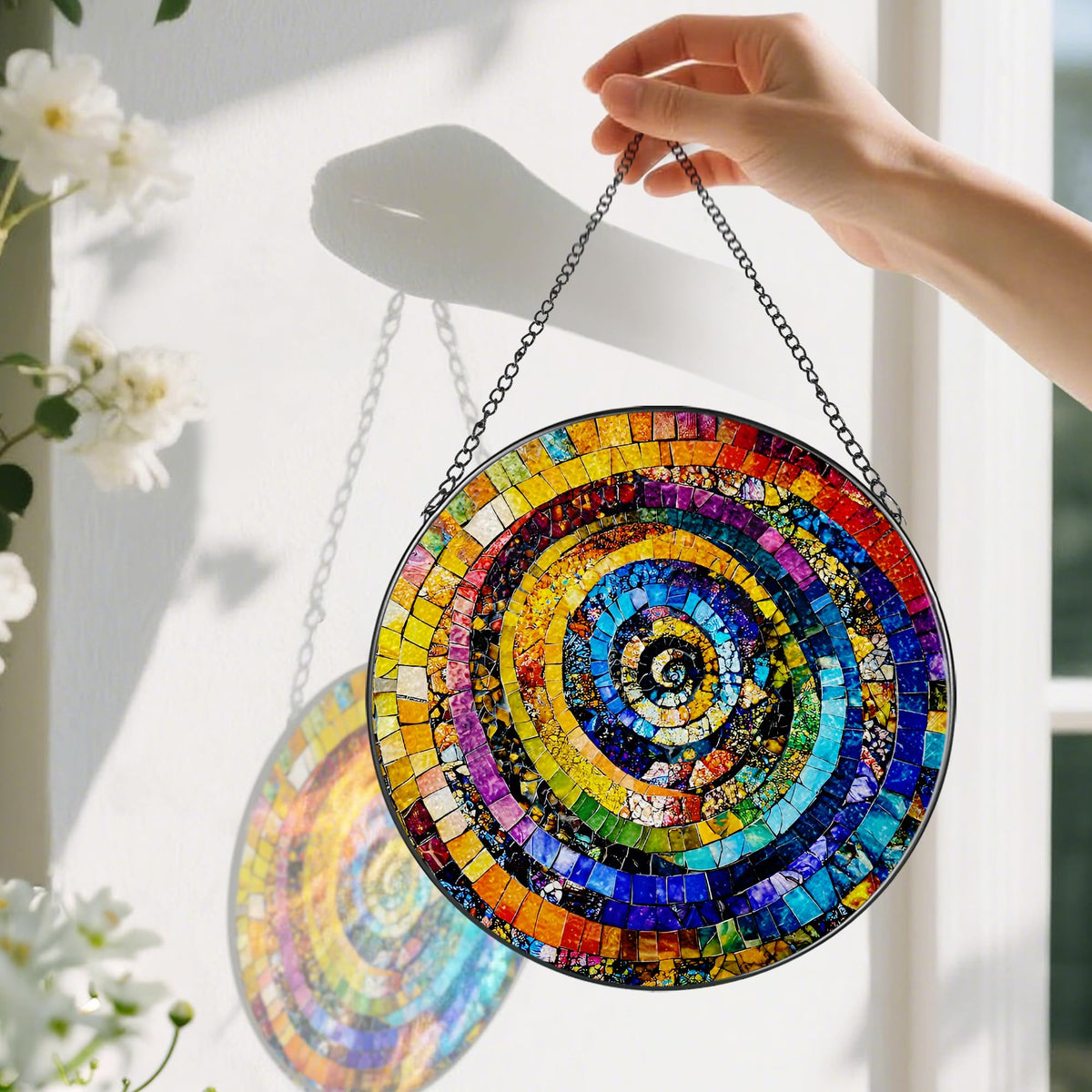 Pauyadu diamond-glass window hanging creates crystal-like glow in any space.