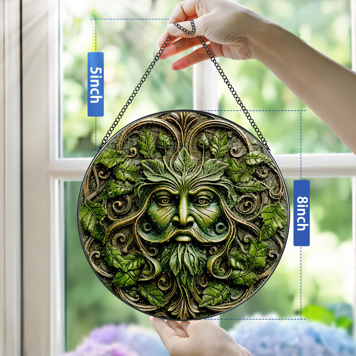 Pauyadu Green Man window decor ideal for garden lovers and porches