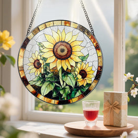 Pauyadu sunflower suncatcher enhances indoor decor with sunlight play