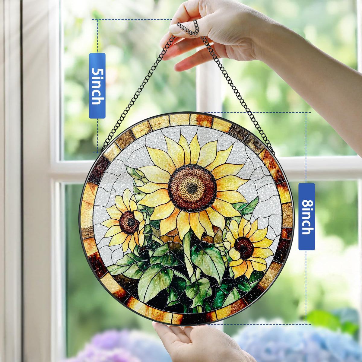 Pauyadu sunflower glass window decor adds warmth and color to any space