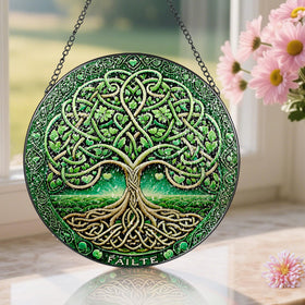 Pauyadu sun catcher hanging reflects light across shelves