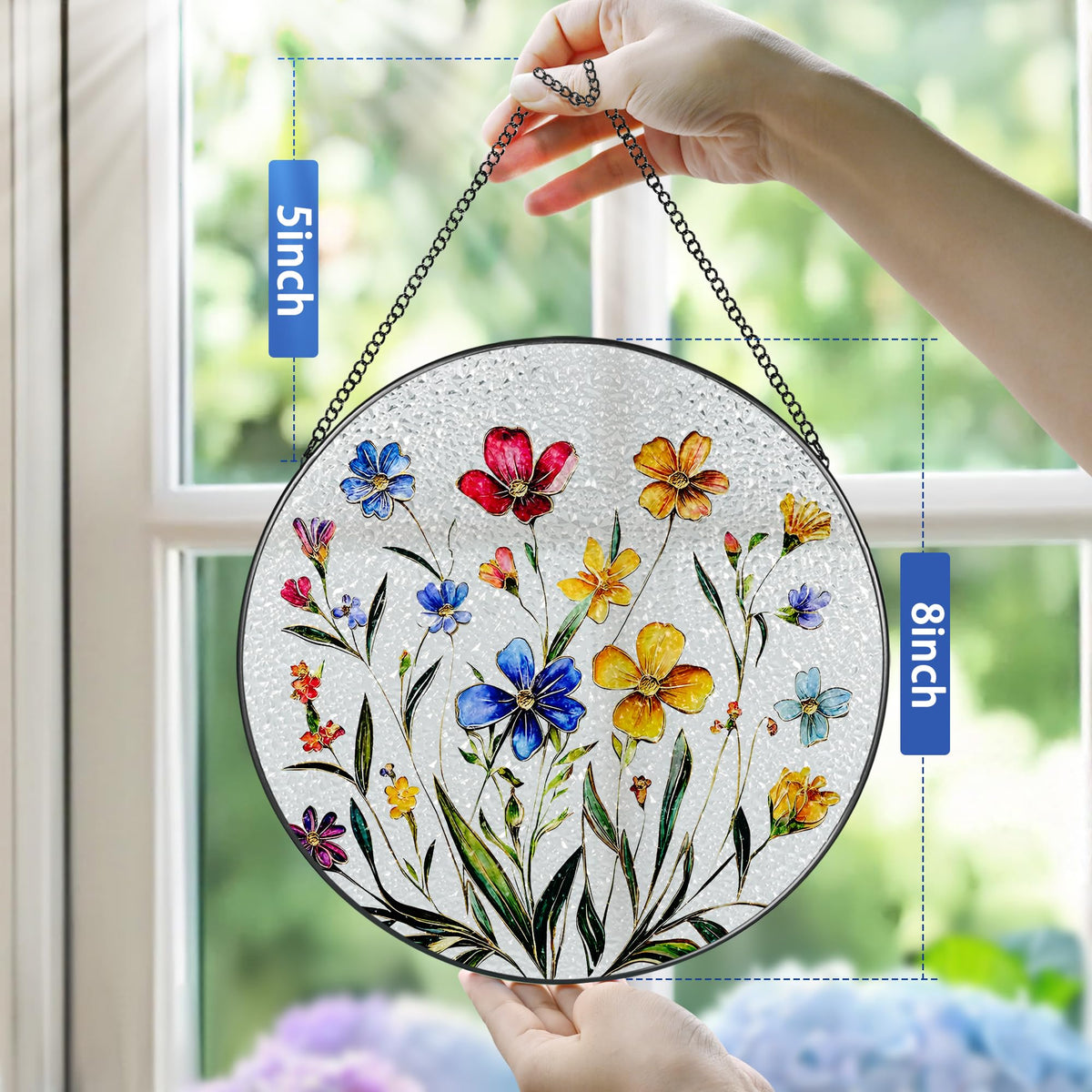 Pauyadu Wildflower stained glass suncatcher rainbow light brightens sunlit rooms