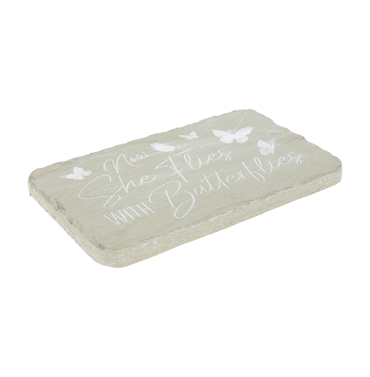 Open-faced white box packaging protects stone during shipping.