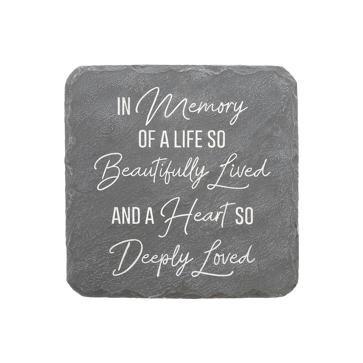 Pavilion Gift Company Life So Beautifully Lived stone, front view, durable outdoor memorial decor.