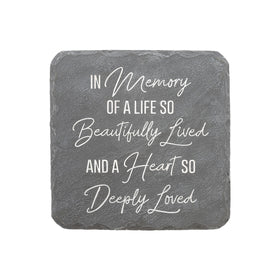Pavilion Gift Company Life So Beautifully Lived stone, front view, durable outdoor memorial decor.