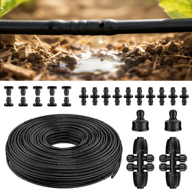 Pawfly 200ft drip tubing with built-in emitters for even irrigation.
