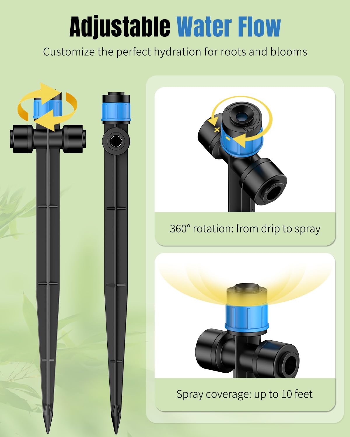 Pawfly adjustable 360 degree spray emitter for precise watering