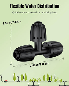 Pawfly 3-way drip connector supports easy distribution across multiple lines.