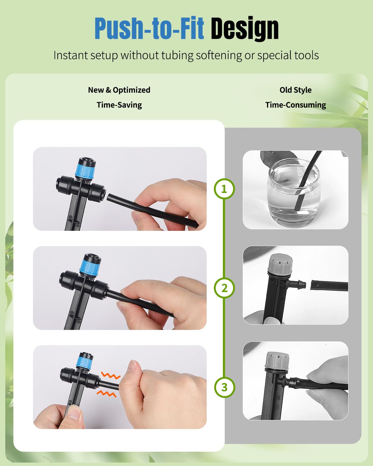Pawfly drip emitter with stake and end plugs for quick setup