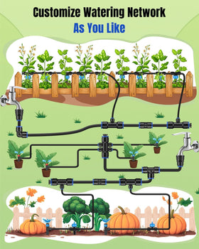 Pawfly drip irrigation extensions help reach distant garden beds