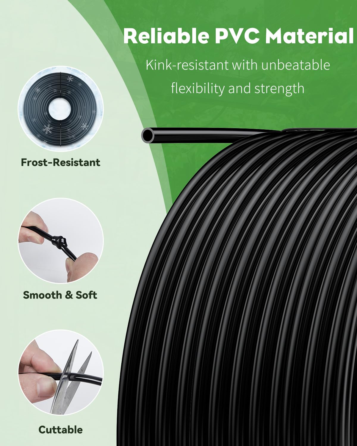 Pawfly tubing ideal for flower beds, vegetables, and landscape irrigation.