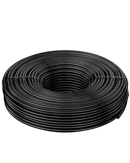 Pawfly drip tubing 100ft black showing flexible, kink-resistant irrigation for gardens.