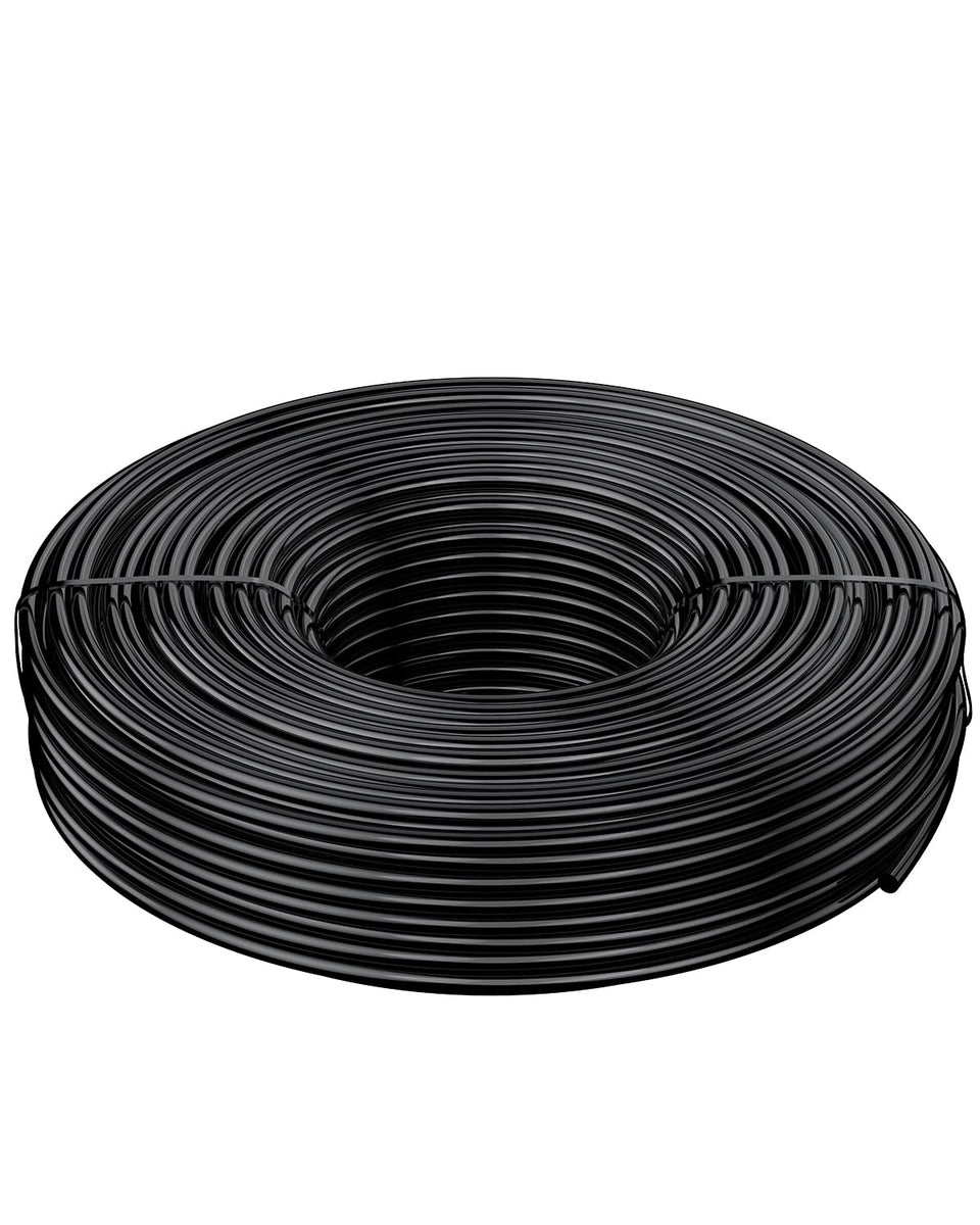 Pawfly drip tubing 100ft black showing flexible, kink-resistant irrigation for gardens.