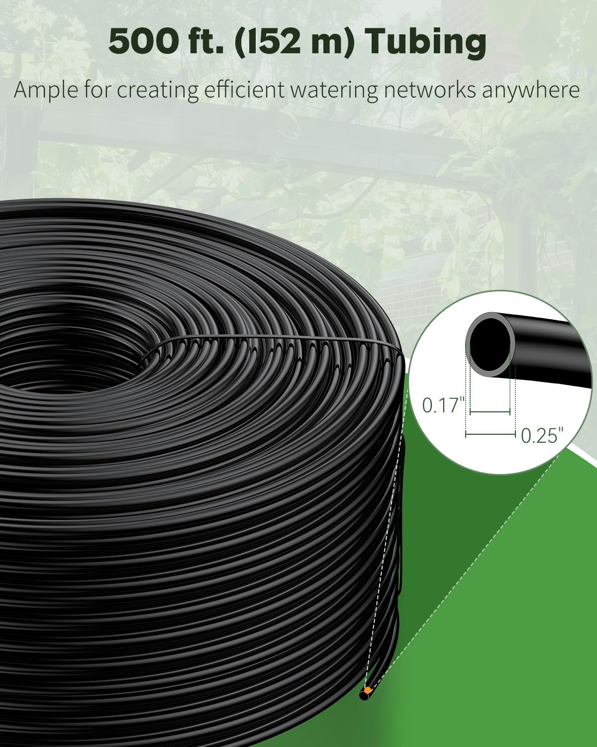 Pawfly drip tubing with quick-connect fittings enables fast, tool-free system setup.
