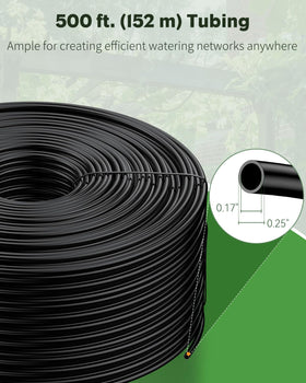 Pawfly drip tubing with quick-connect fittings enables fast, tool-free system setup.