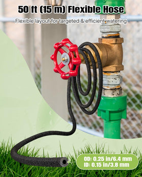 Pawfly flexible rubber drip hose laid along a garden bed for adaptable irrigation.