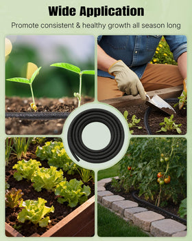 Pawfly garden hose resting on soil, ready to water plants efficiently.