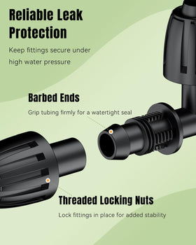 Pawfly half-inch drip tube fitting provides snug, leak-resistant connections.