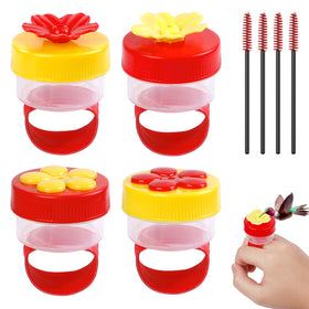 Pawfly handheld hummingbird feeder with flower design attracting birds for close viewing