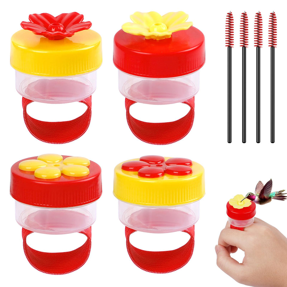 Pawfly handheld hummingbird feeder with flower design attracting birds for close viewing