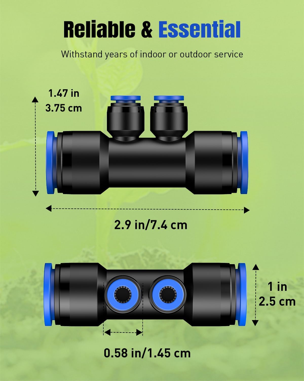 Pawfly leak-proof tee fittings create watertight seals for drip lines.