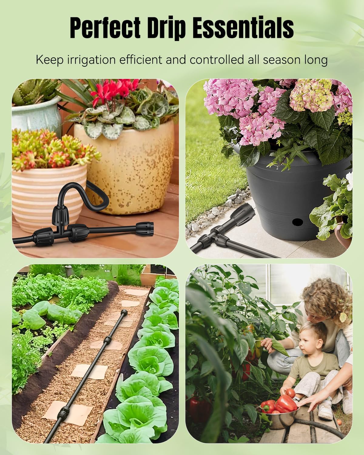 Pawfly end caps help configure drip lines for flexible irrigation.