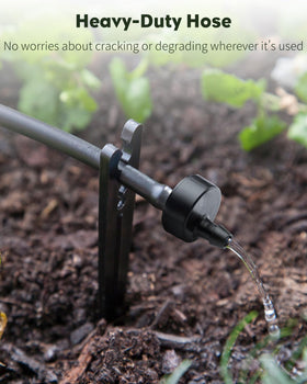 Pawfly plug-and-play installation simplifies setup with quick hose-to-emitter connections.