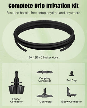 Pawfly quarter-inch drip tubing kit connected to a valve for easy setup.