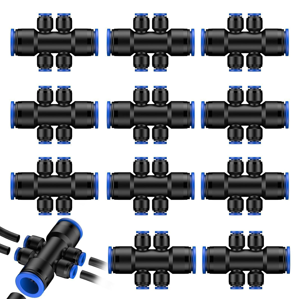 Pawfly quick-connect fittings top view showing easy, tool-free setup.