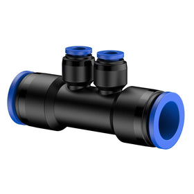 Pawfly quick-connect tee fittings enable secure, tool-free irrigation connections.