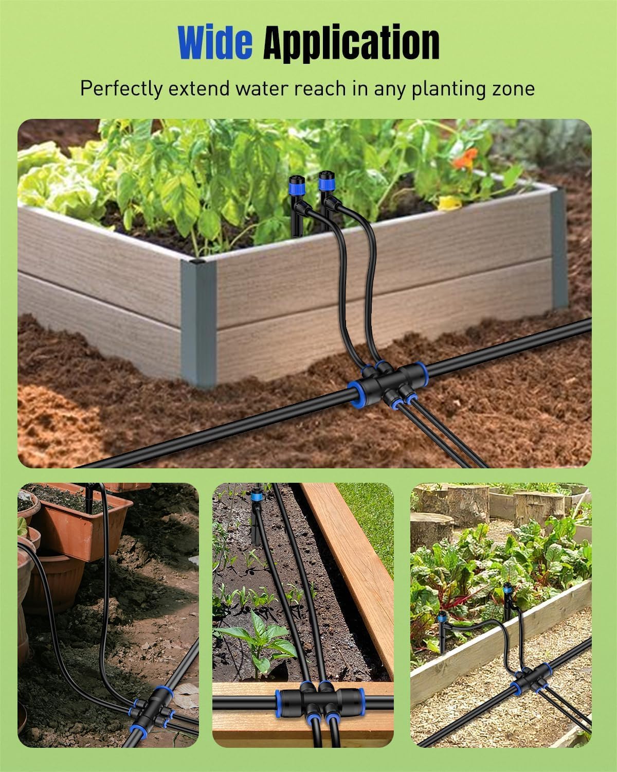 Pawfly raised bed irrigation setup shows even watering.