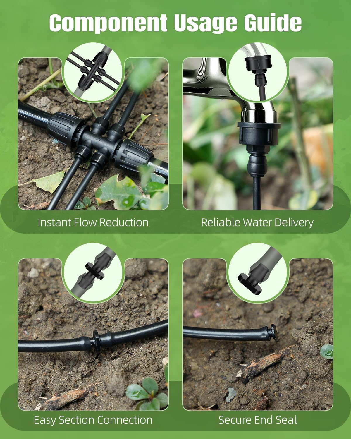 Pawfly UV-stable drip line suited for containers and raised beds.