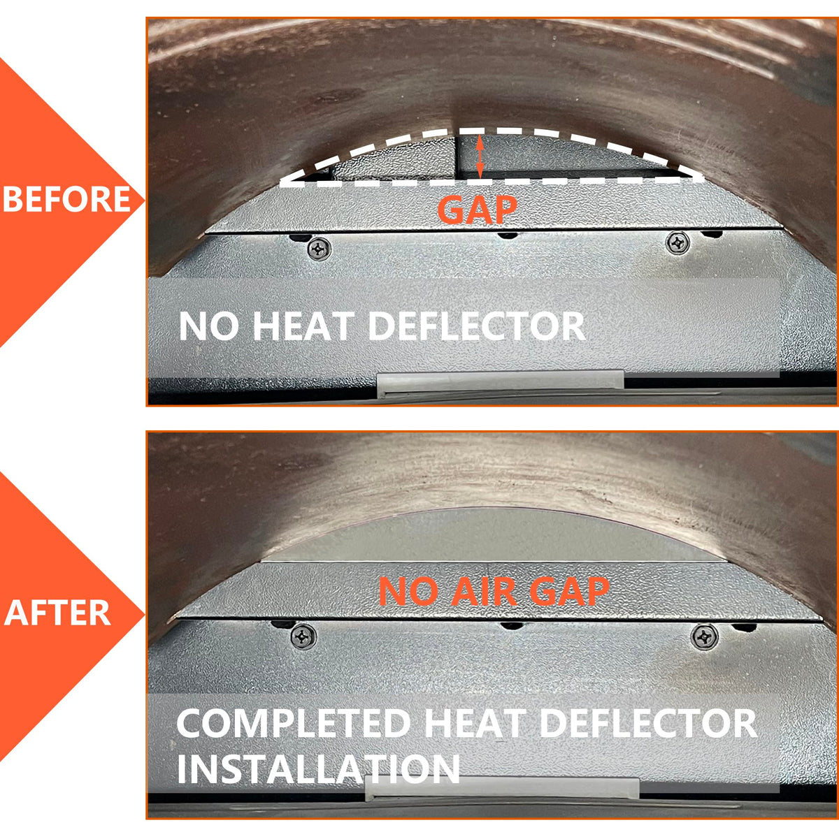 Pawsible heavy-duty steel heat diffuser plate on wall shelf installation improves heat consistency