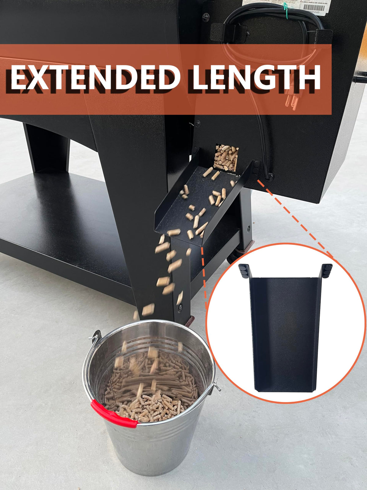 Pawsible magnetic pellet cleanout chute compact storage under hopper