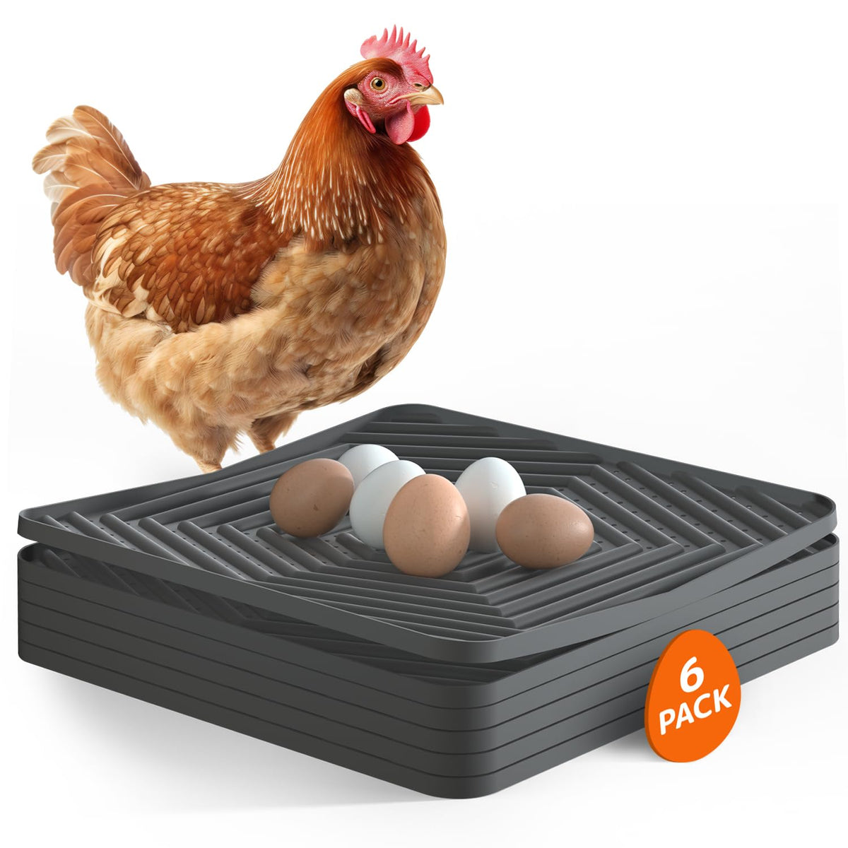 Pawtners silicone nesting pad provides gentle cushioning for eggs in the coop.