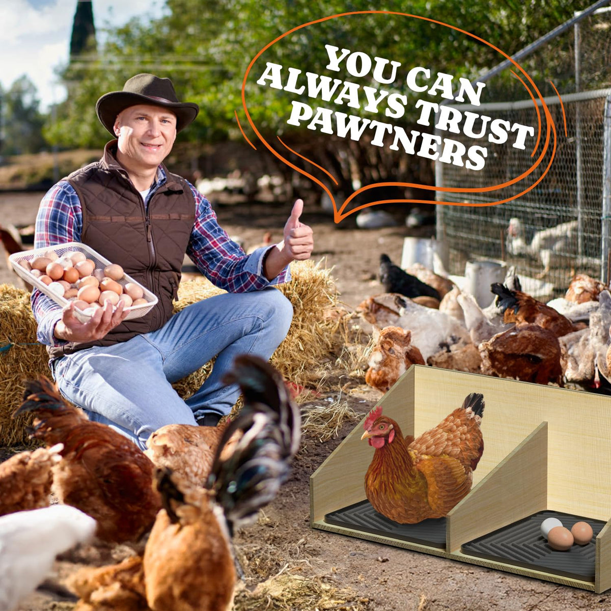 Pawtners nest pads minimize mess, helping coop upkeep while supporting calm nest behavior.