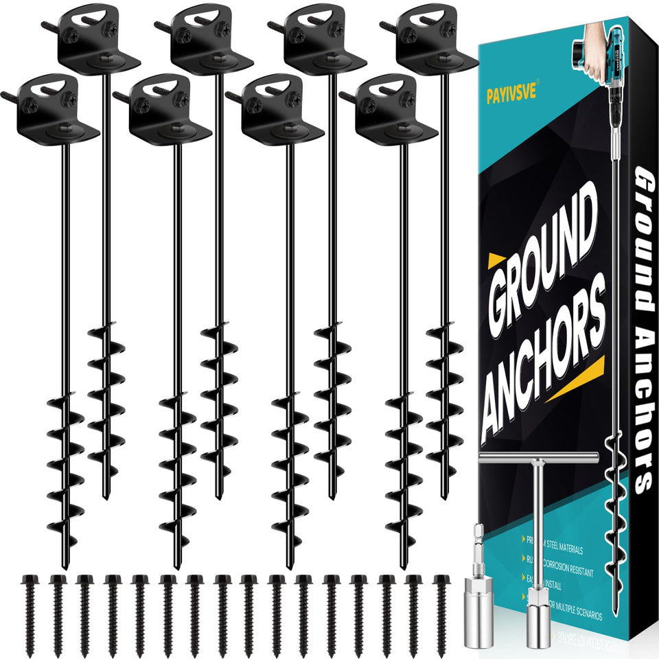 Payivsve 25-inch ground anchor with wider spiral blades for secure grip